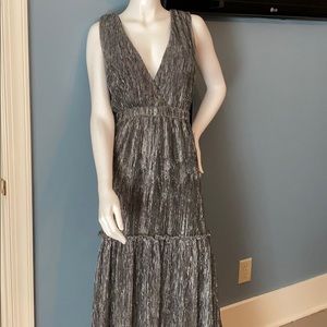 Silver and black metallic evening gown